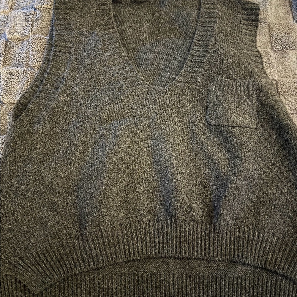 SHEIN Charcoal V-Neck Sweater Vest